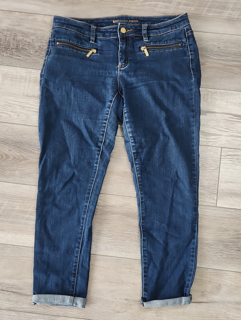 Michael Kors Dark Blue Capri Jeans with Gold Zippers